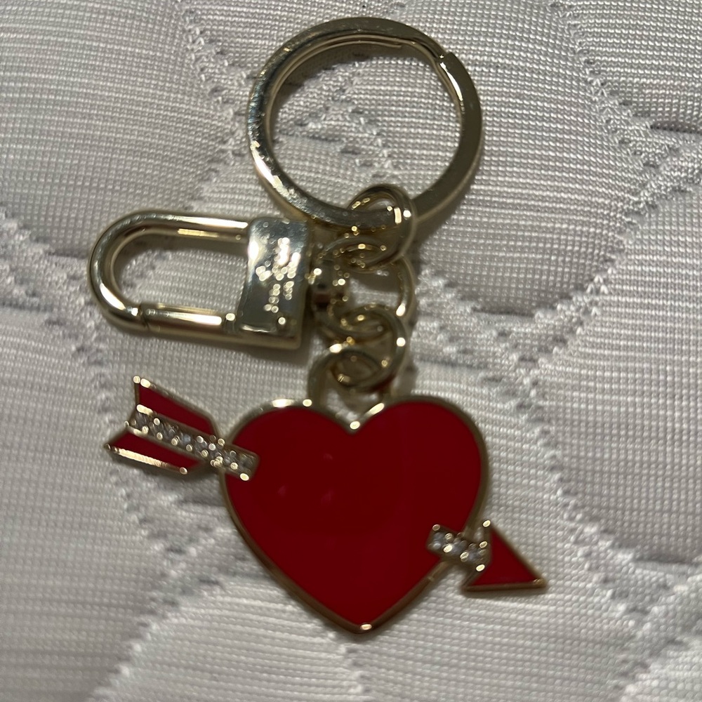 Red Heart Keychain with Gold Accents